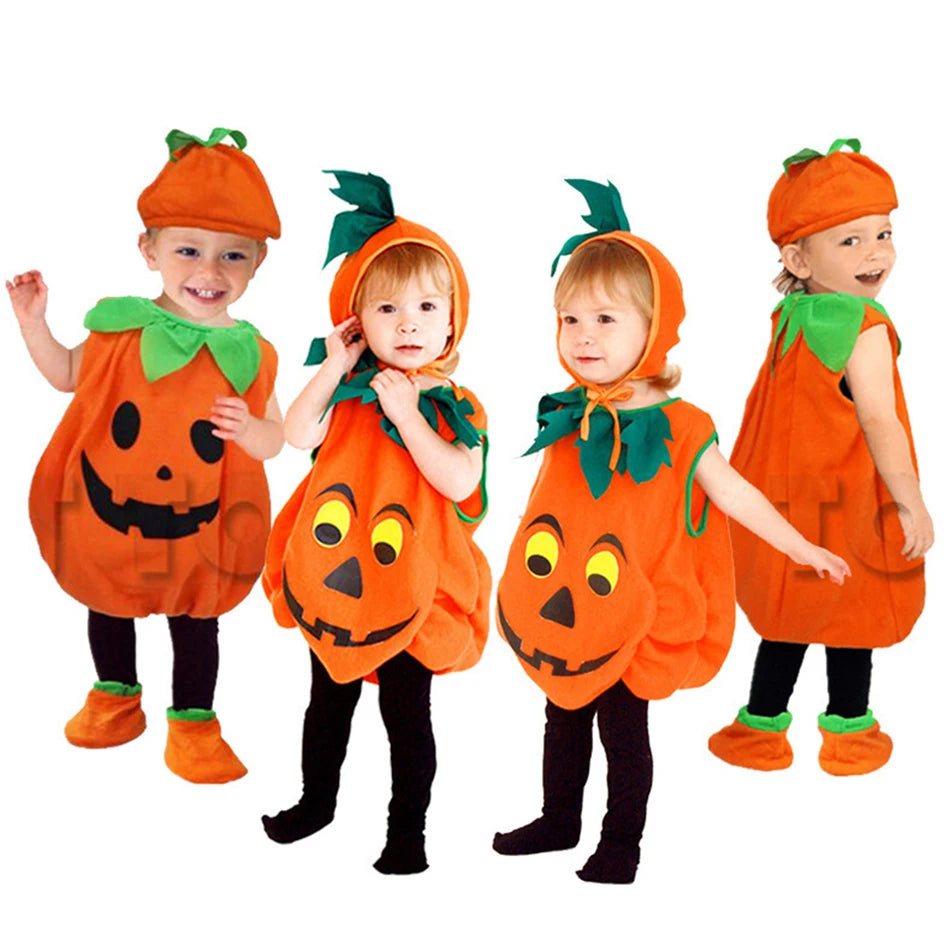 Kids Pumpkin Costume with Hat for Boys & Girls