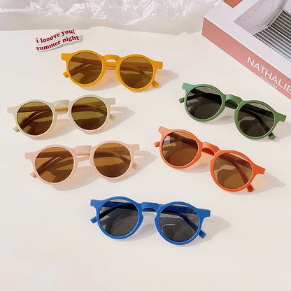 2025 New Kids Cute Checker Panel Color Round UV400 Sunglasses Baby Girls Outdoor Sun Protection Sunglasses Children Sun Glasses