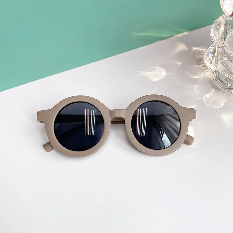 2025 New Kids Cute Checker Panel Color Round UV400 Sunglasses Baby Girls Outdoor Sun Protection Sunglasses Children Sun Glasses