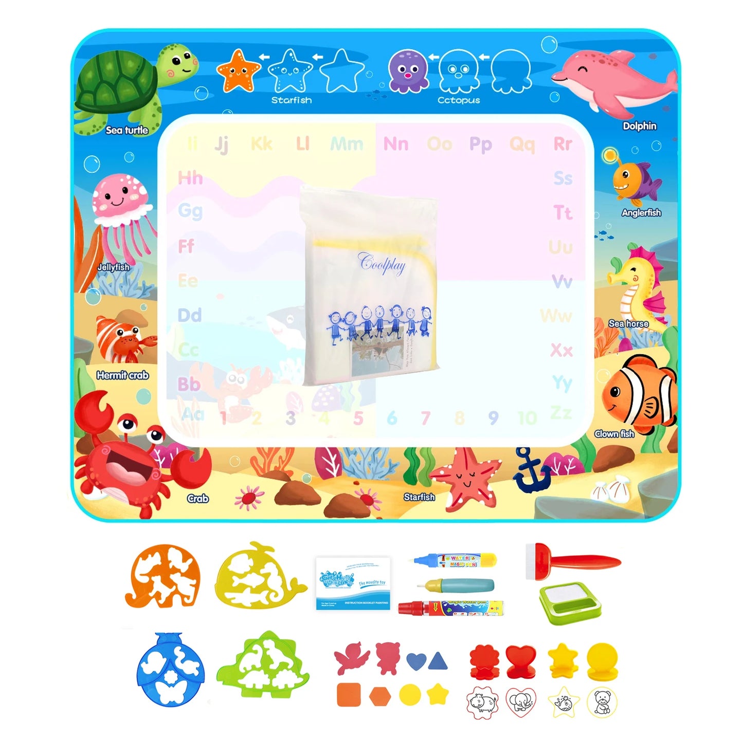 Magic Water Drawing Mat Coloring Doodle Mat with Magic Pens Montessori Toys Painting Board Educational Toys for Kids Gifts