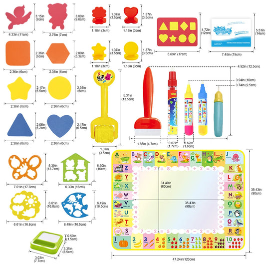 Magic Water Drawing Mat Coloring Doodle Mat with Magic Pens Montessori Toys Painting Board Educational Toys for Kids Gifts