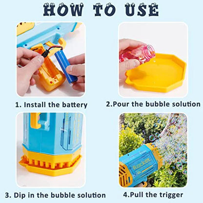 Bubble Gun 69 Holes Soap Bubbles Machine Christmas Gift Gun Shape Automatic Blower With Light Pomperos Toys For Kids XMAS