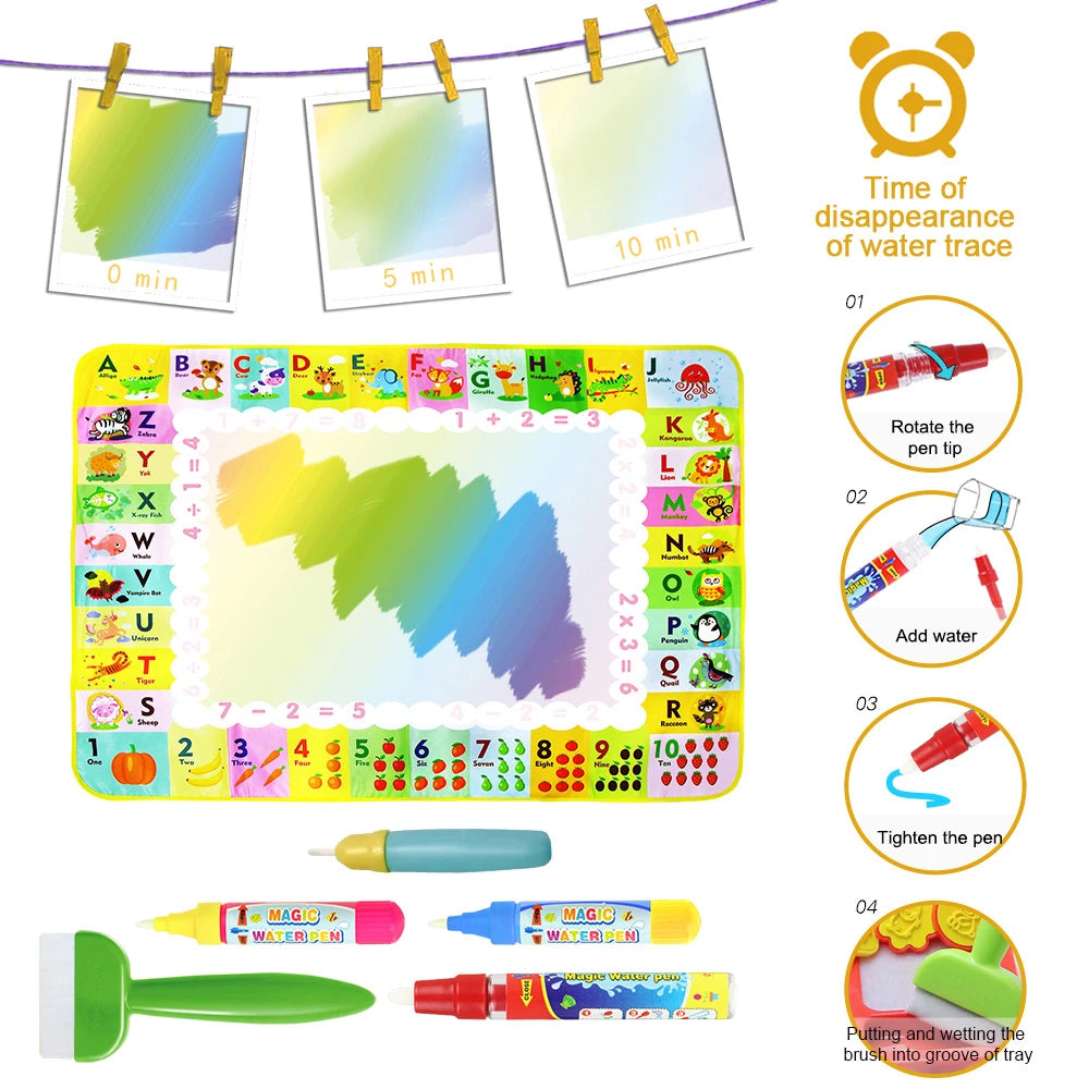 Magic Water Drawing Mat Coloring Doodle Mat with Magic Pens Montessori Toys Painting Board Educational Toys for Kids Gifts