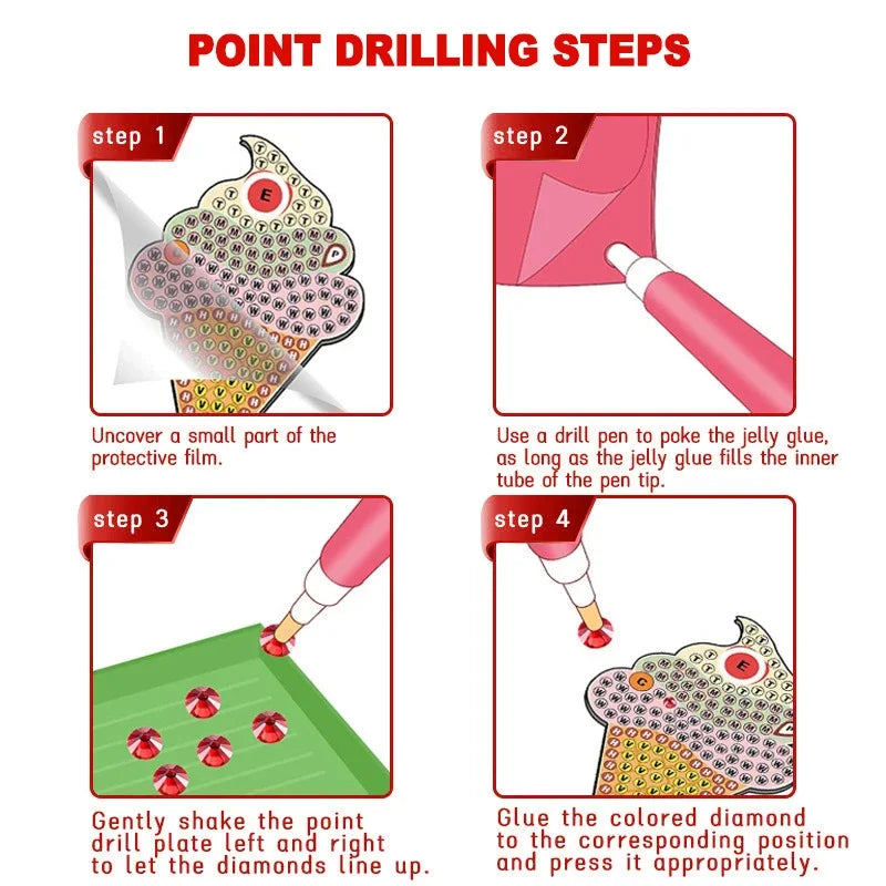 New 15 Piece Diamond Painting Handicraft Set for Children's Handmade DIY Mermaid Animal Keychain as a Gift for Children's