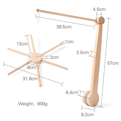Baby Rattle Toy Bed Bell Bracket Wooden Mobile 0-12 Months Newborn Crochet Bed Bell Hanging Toys Holder Bracket Infant Crib Gift