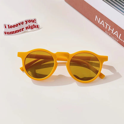 2025 New Kids Cute Checker Panel Color Round UV400 Sunglasses Baby Girls Outdoor Sun Protection Sunglasses Children Sun Glasses