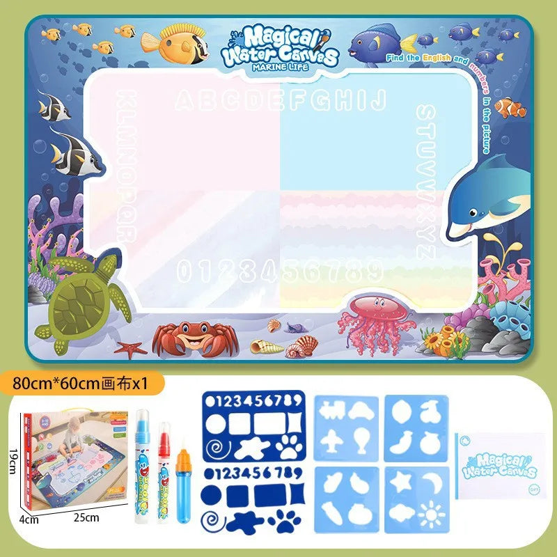 100x80CM Magic Water Drawing Mat with Reusable Magic Pens Montessori Painting Board for Doodling Educational Toys and  Gifts