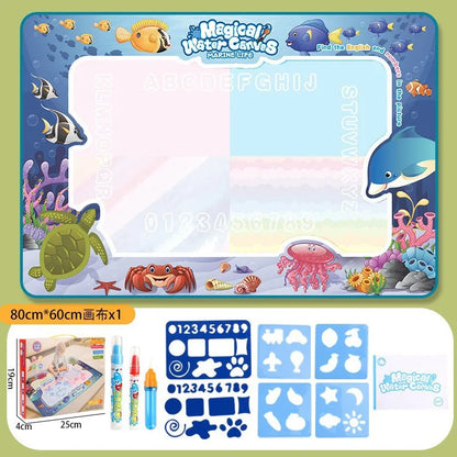 100x80CM Magic Water Drawing Mat with Reusable Magic Pens Montessori Painting Board for Doodling Educational Toys and  Gifts