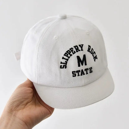 Korean Letter Embroidered Baby Cap Summer Toddler Boys Girls Cotton Baseball Caps Solid Color Kids Adjustable Peaked Hat