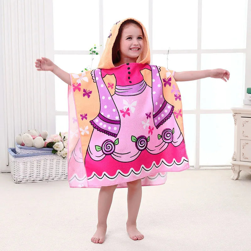 Baby Stitch Bath Towel Children Hooded Cape Cloak Boy Girl Cartoon Swimming Beach Towel Toddler Robes Lilo & Stitch Bathrobes