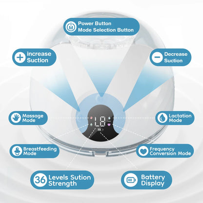 Wearable Breast Pump Hands Free Electric Breast Pumps Comfort Milk Collector Lightweight with LED Display 4 Modes & 36 Levels