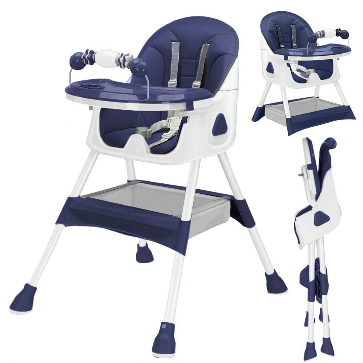 Foldable Baby High Chair 6 Months Plus, with Large Antislip Pad & Rack, Easy to Clean Feeding , E500