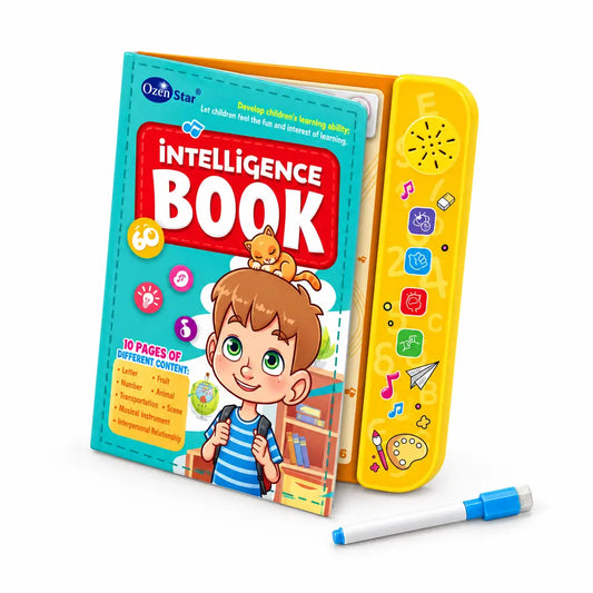 Children's educational book with a yellow side panel and measurement details on a white background