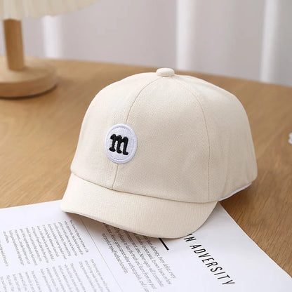Korean Letter Embroidered Baby Cap Summer Toddler Boys Girls Cotton Baseball Caps Solid Color Kids Adjustable Peaked Hat