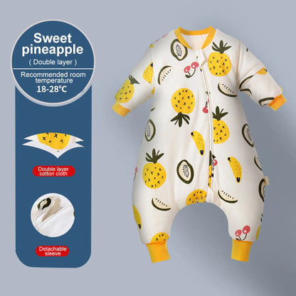 Baby Cartoon Split-legged Sleepsacks With Detachable Sleeves For Boys Girls Children's Sleeping Bag Autumn And Winter Thickened
