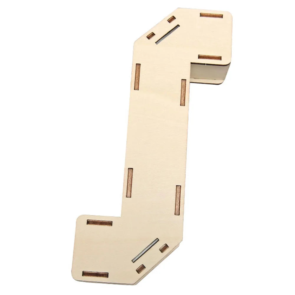 Wooden periscope assembly piece with cutouts for easy assembly, designed for educational STEM projects.