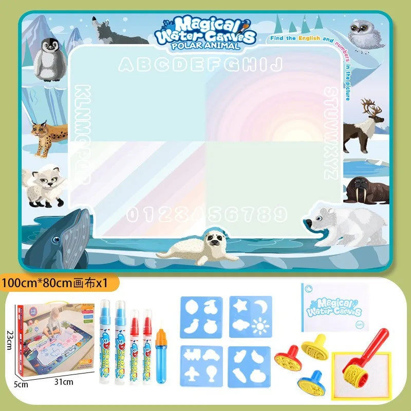 100x80CM Magic Water Drawing Mat with Reusable Magic Pens Montessori Painting Board for Doodling Educational Toys and  Gifts
