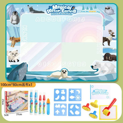100x80CM Magic Water Drawing Mat with Reusable Magic Pens Montessori Painting Board for Doodling Educational Toys and  Gifts