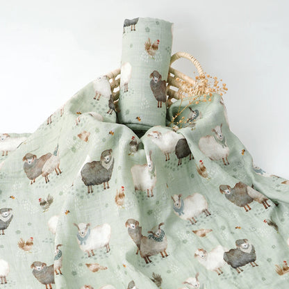 HappyFlute New One Piece Digital Print  Bamboo Cotton 2 Layers Super Soft Muslin Swaddle High Quality Wrap For Newborn Blanket