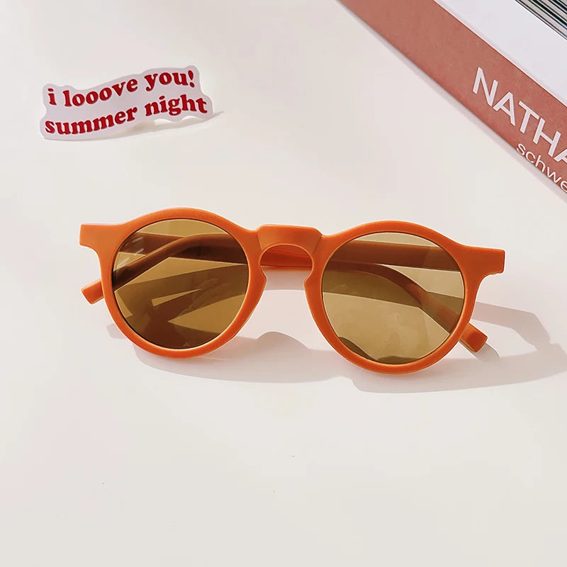 2025 New Kids Cute Checker Panel Color Round UV400 Sunglasses Baby Girls Outdoor Sun Protection Sunglasses Children Sun Glasses