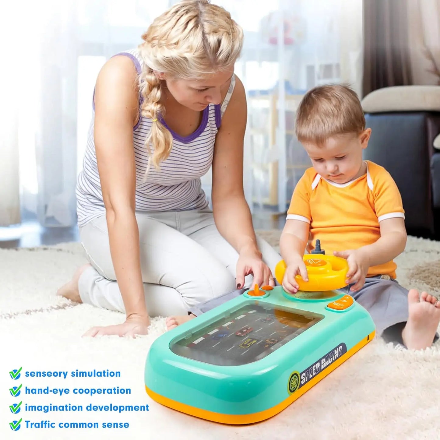 Kids Simulation Steering Wheel Toy with Sound & Lights