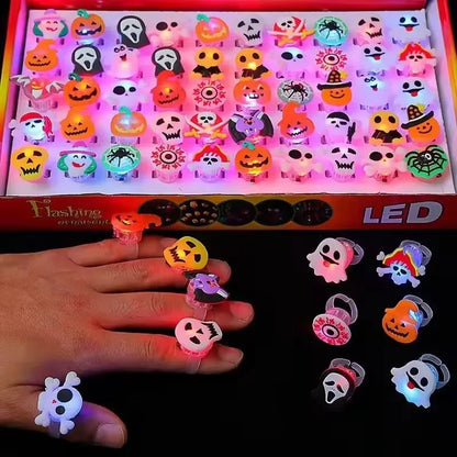 Halloween LED Light-Up Finger Rings for Kids