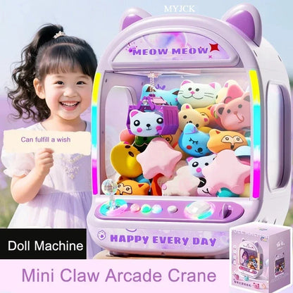 DIY Automatic Doll Machine Kids Coin Operated Play Game Mini Claw Catch Toys Crane Machines Music Doll for Christmas gifts