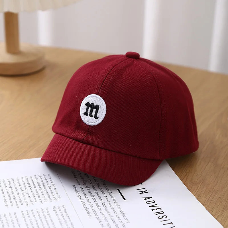 Korean Letter Embroidered Baby Cap Summer Toddler Boys Girls Cotton Baseball Caps Solid Color Kids Adjustable Peaked Hat