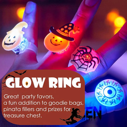 Halloween LED Light-Up Finger Rings for Kids