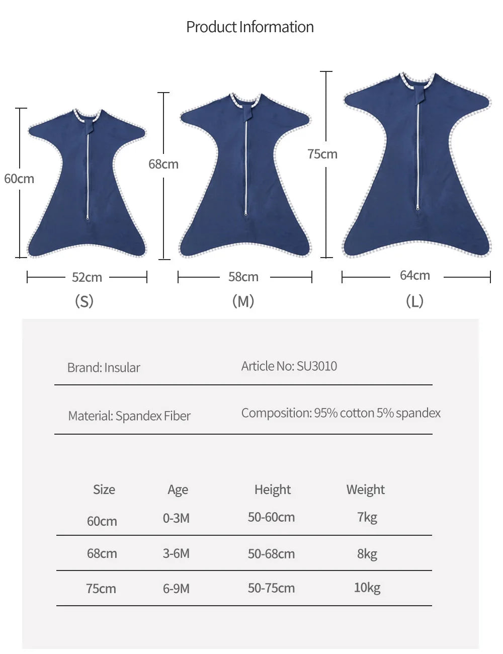 Insular Newborn Baby Girl Boy Anti-Startle Cotton Baby Wrap Receiving Swaddling Blanket