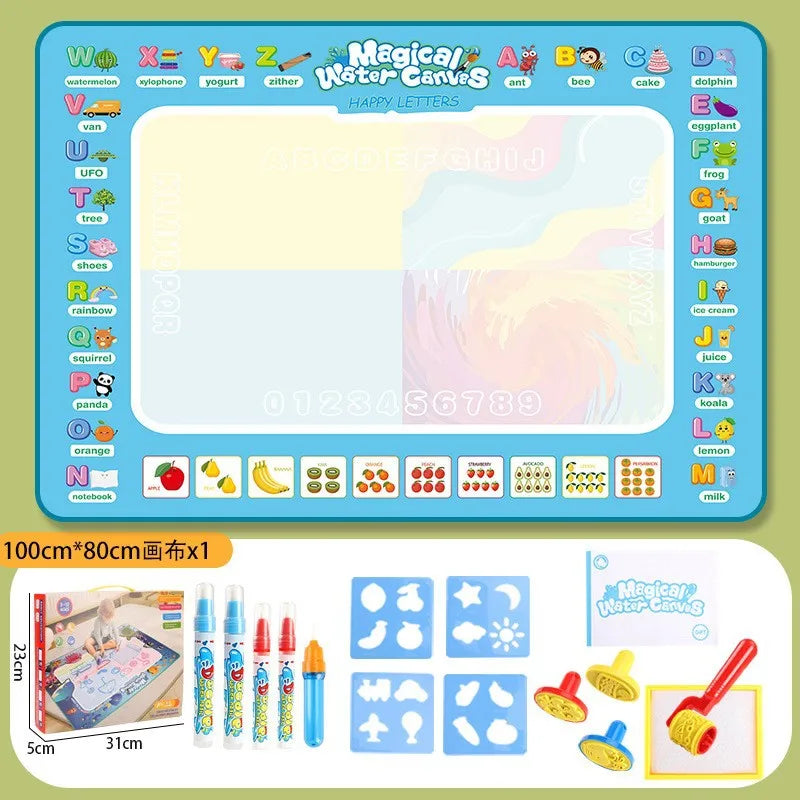 100x80CM Magic Water Drawing Mat with Reusable Magic Pens Montessori Painting Board for Doodling Educational Toys and  Gifts