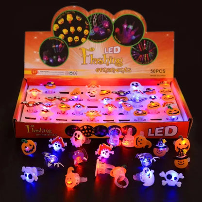 Halloween LED Light-Up Finger Rings for Kids