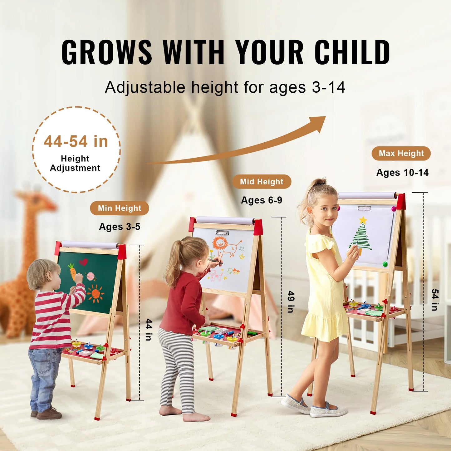 VEVOR 3-in-1 Kids Art Easel