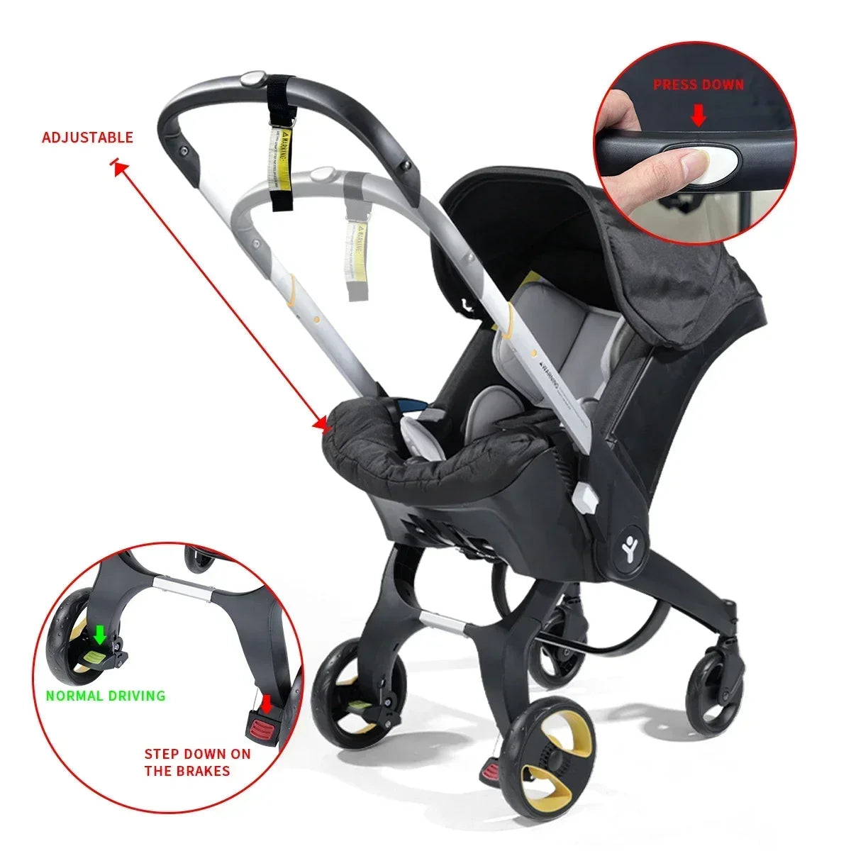 Portable baby stroller, Baby folding stroller, Two-way push, Adjustable sunshade, Baby travel stroller