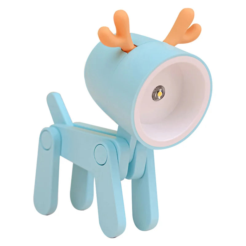 Mini Led Night Lights Folding Desk Lamp Cartoon Cute Pet Dog Deer Shape Nightlights Adjustable Kids Bedroom Bedside Decor Gift