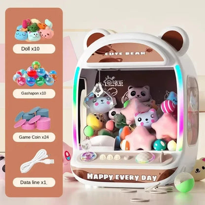DIY Automatic Doll Machine Kids Coin Operated Play Game Mini Claw Catch Toys Crane Machines Music Doll for Christmas gifts