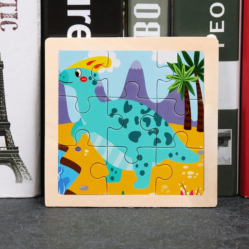 Hot Sale 11X11CM Kids Wooden Puzzle Baby Cartoon Animal Traffic Tangram Wood Puzzle Educational Jigsaw Toys For Children Gifts