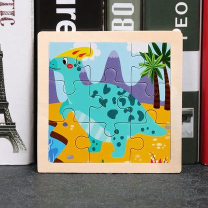 Hot Sale 11X11CM Kids Wooden Puzzle Baby Cartoon Animal Traffic Tangram Wood Puzzle Educational Jigsaw Toys For Children Gifts