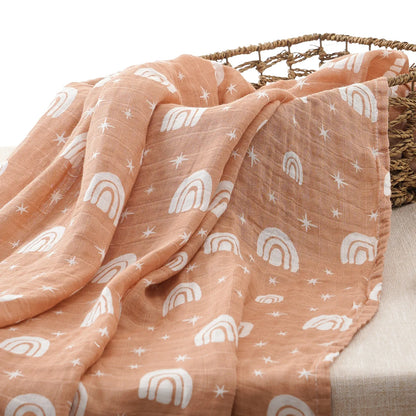 120x120cm Bamboo Cotton Baby Swaddle Bedding Bath Towel Infant Wrap Gauze Muslin Blankets Breathable For Newborn Baby Dropship