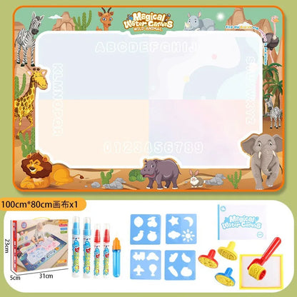 100x80CM Magic Water Drawing Mat with Reusable Magic Pens Montessori Painting Board for Doodling Educational Toys and  Gifts
