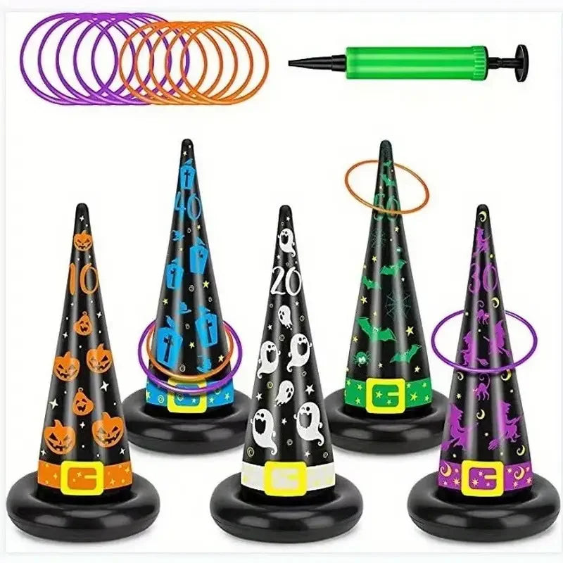 Halloween Ring Toss Game with Inflatable Witch Hat