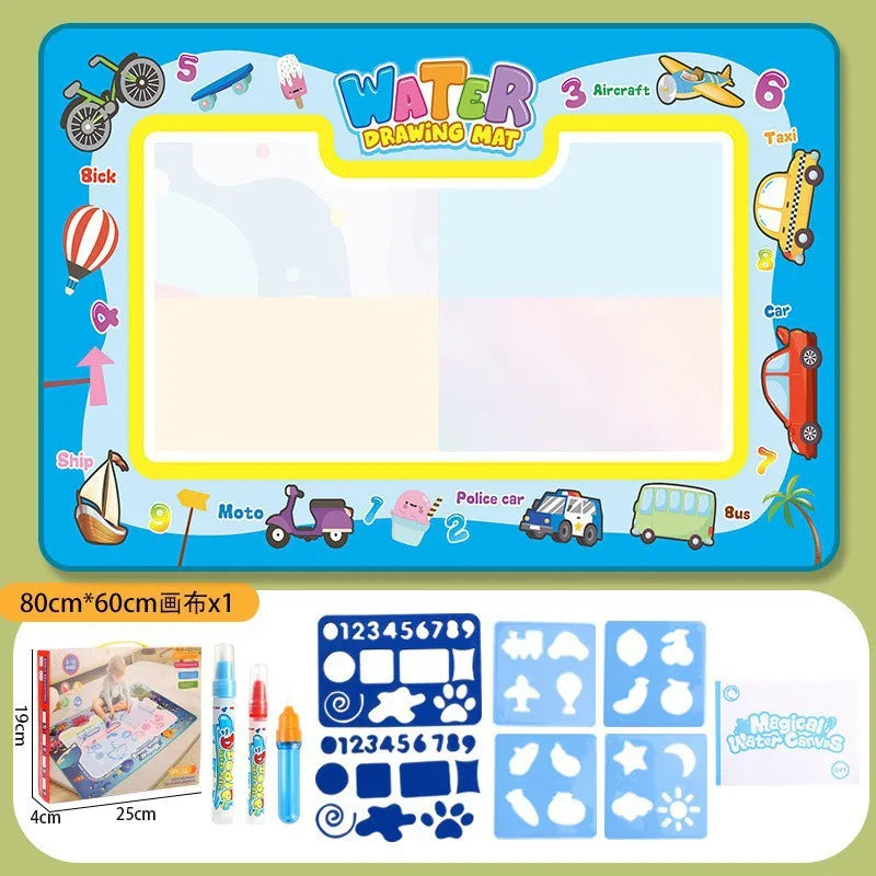 100x80CM Magic Water Drawing Mat with Reusable Magic Pens Montessori Painting Board for Doodling Educational Toys and  Gifts