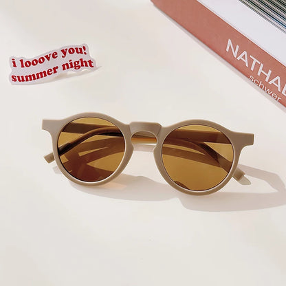 2025 New Kids Cute Checker Panel Color Round UV400 Sunglasses Baby Girls Outdoor Sun Protection Sunglasses Children Sun Glasses