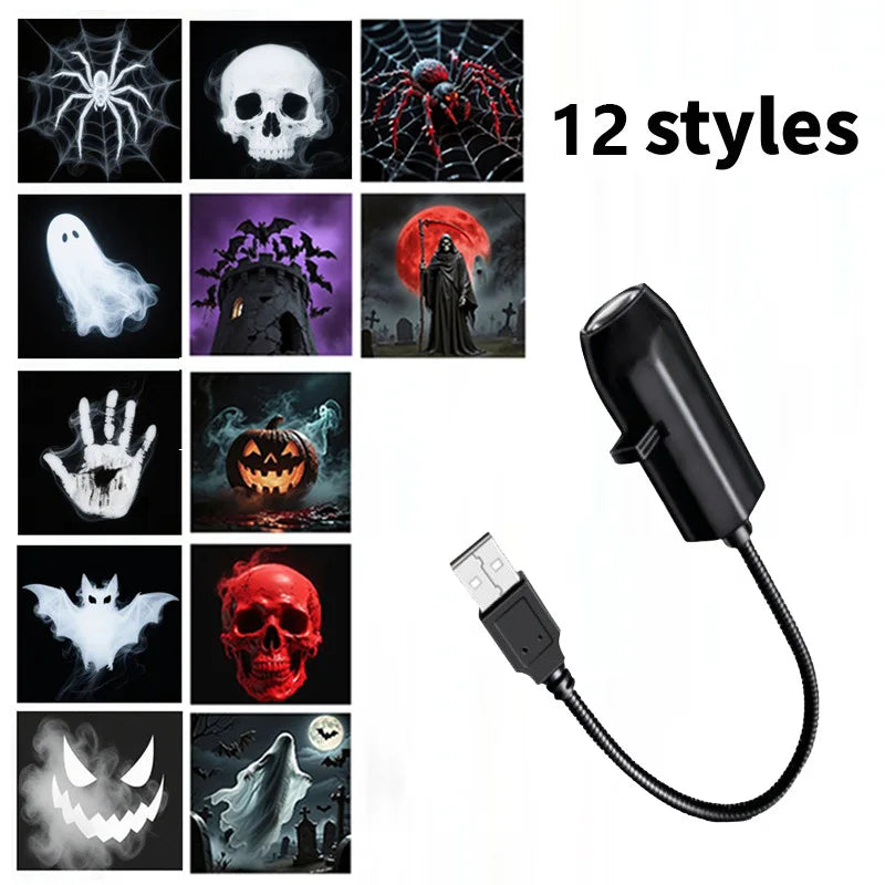USB Halloween Projector Light with Ghost & Skull Patterns