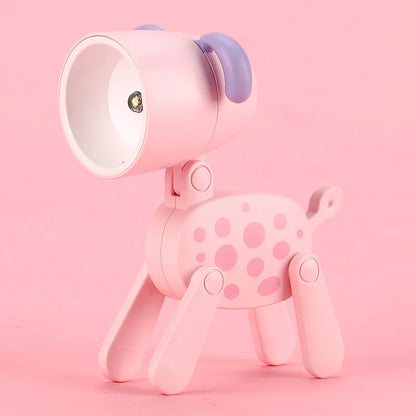 Mini Led Night Lights Folding Desk Lamp Cartoon Cute Pet Dog Deer Shape Nightlights Adjustable Kids Bedroom Bedside Decor Gift