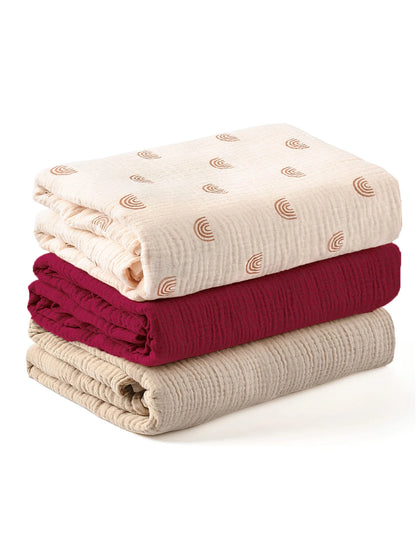 3PCS/set Soft Breathable Newborn Baby Receiving Blanket Muslin Swaddle Blankets
