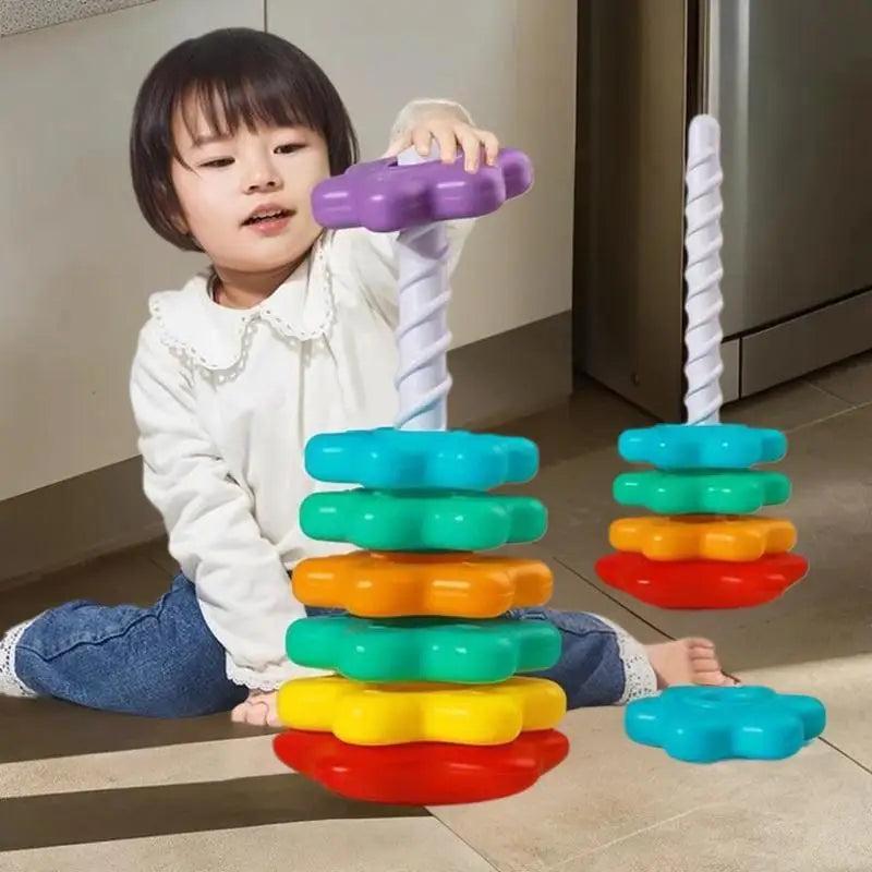 Rainbow Spinning and Color Tower Toy