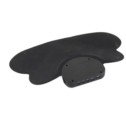 Black roll-up drum pad with built-in speaker and control buttons on one side, designed for kids' music play.