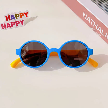2025 New Kids Cute Checker Panel Color Round UV400 Sunglasses Baby Girls Outdoor Sun Protection Sunglasses Children Sun Glasses