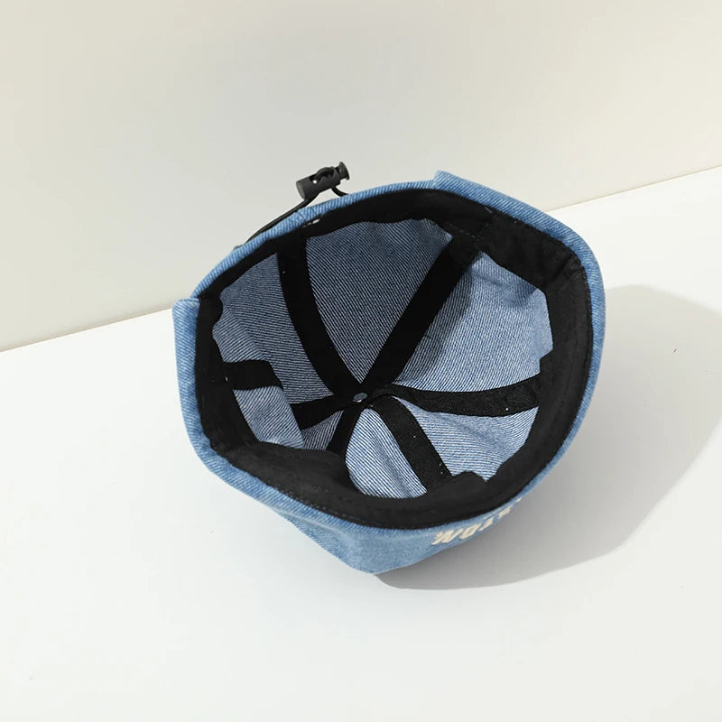 Blue Denim Melon Cap Baby Dome Brimless Hat 1-3Y Children Beanie Drawstring Bonnet Fashion Kids Landlord Hat Hip Hop Docker Caps